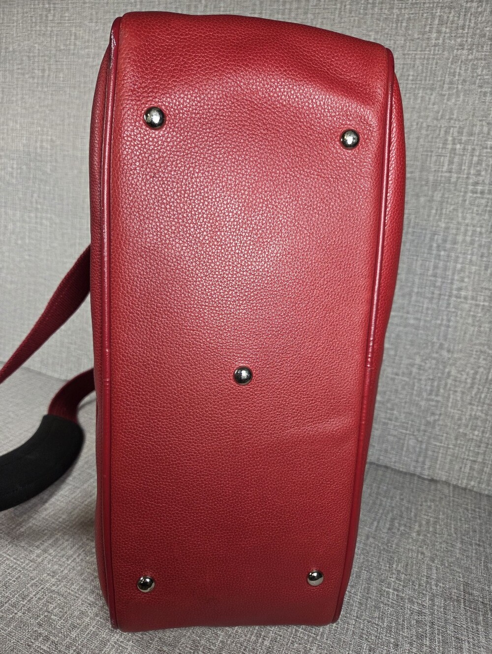 Vintage Longchamp Red Pebbled Leather Weekender Tote Bag Purse RARE Handbag - Picture 12 of 16